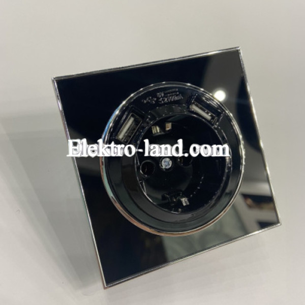 Розетка одинарная с  заземлением и USB RIGHT HAUSEN Laura черная